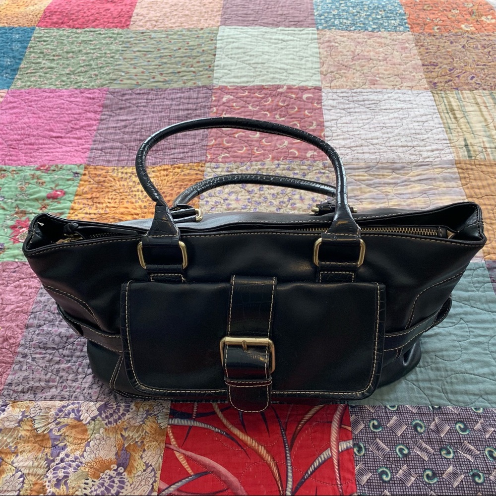 Soft and solid basic black handbag